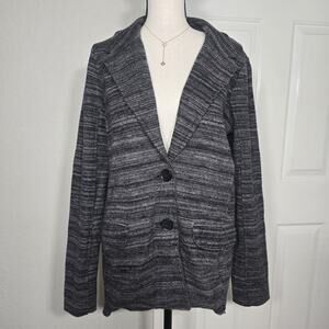 Women's Merino Wool Blazer Jacket Gray Knit Sz M Office Career Minimalist Preppy